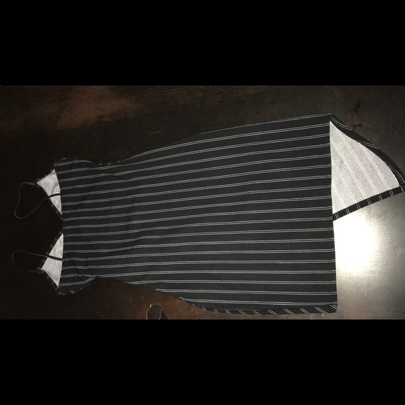 Pinstripe asymmetrical bodycon dress - Picture 2 of 2